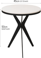 17.72" Side Table Round End Table with Marble Top and Iron Base - Modern Design for Living Room, Bedroom & Office