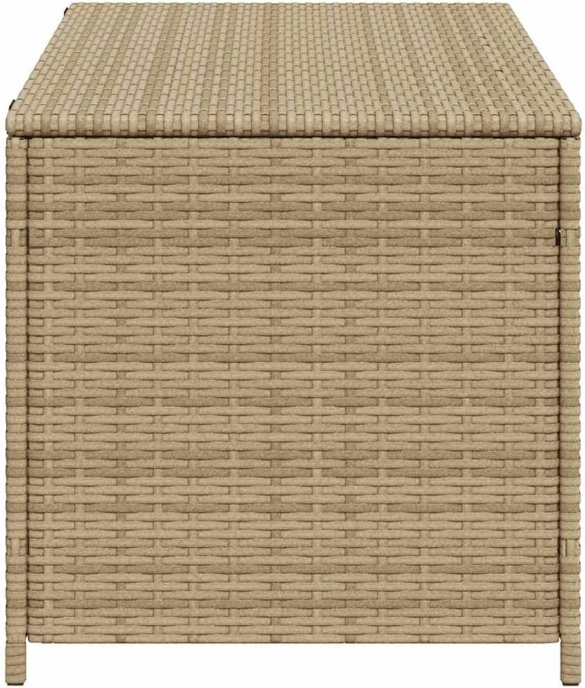 Garden Storage Box Outdoor 50.2 Gal Resin Wicker Bench with Lid and Lockable Seat for Patio, Deck, Backyard, and Porch Cushion Organizer Weather Resistant