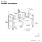 SIMPLIHOME Brooklyn Entryway Storage Bench - 48 inch Wide Solid Wood Storage Seat in Aged Grey, Contemporary Bench for Entryway or Living Room with Lift-Up Lid and Slatted Backrest