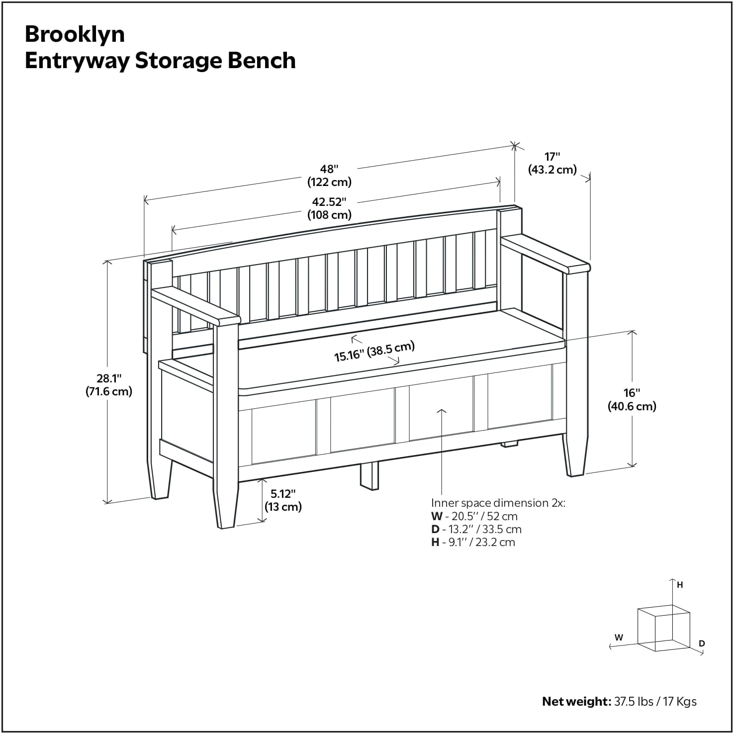 SIMPLIHOME Brooklyn Entryway Storage Bench - 48 inch Wide Solid Wood Storage Seat in Aged Grey, Contemporary Bench for Entryway or Living Room with Lift-Up Lid and Slatted Backrest