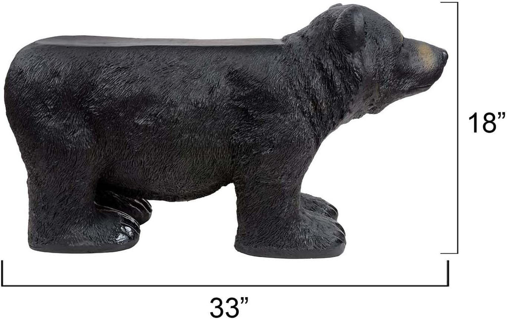 BLACK FOREST DECOR - Black Bear Bench, Forest-Inspired Animal Bench, 33" W x 13" D x 18" H