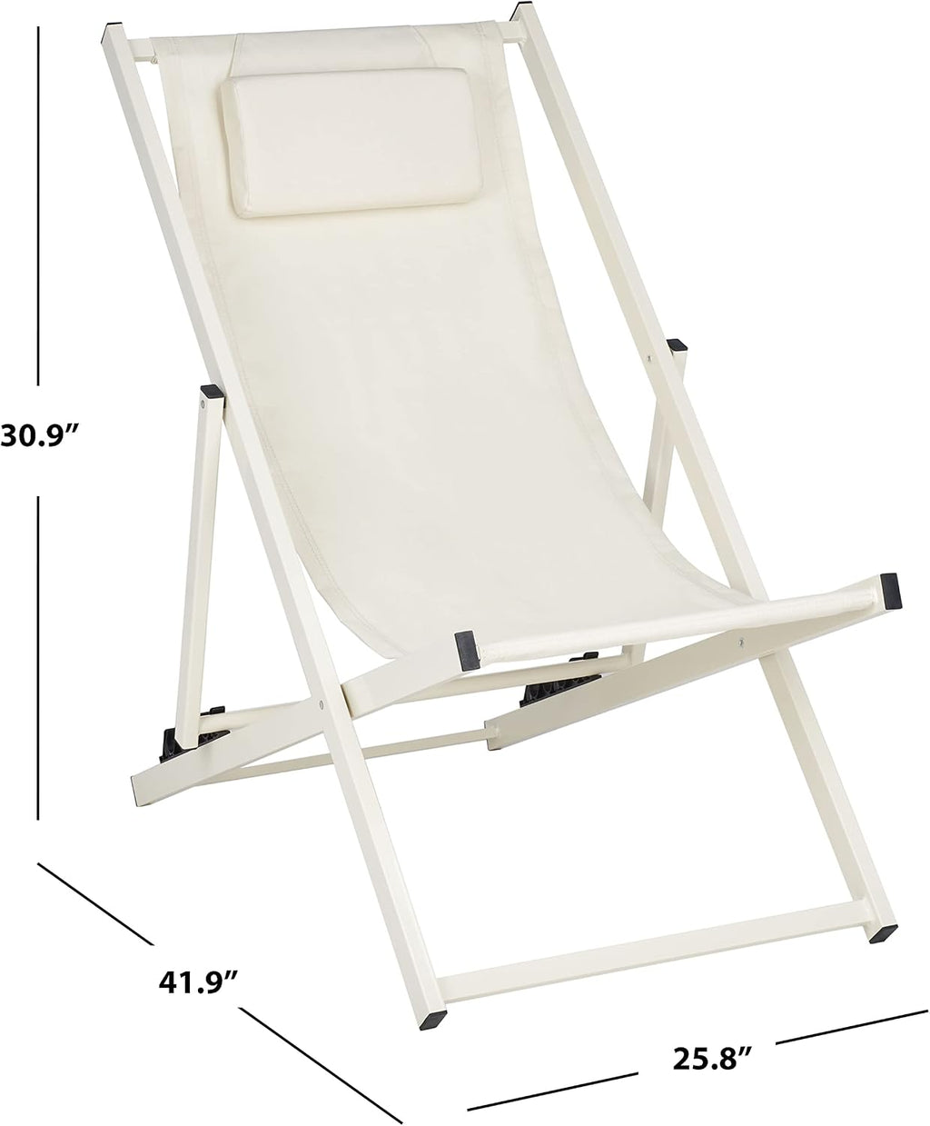 SAFAVIEH Outdoor Collection Camlin Beige/Beige Adjustable Folding Sling Chair Set of 2 (Fully Assembled)