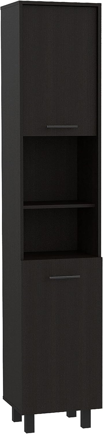 78 Inch Tall Black Pantry Cabinets, 3 Shelves, 2 Doors, Home Storage Organization for Kitchen, Living Room