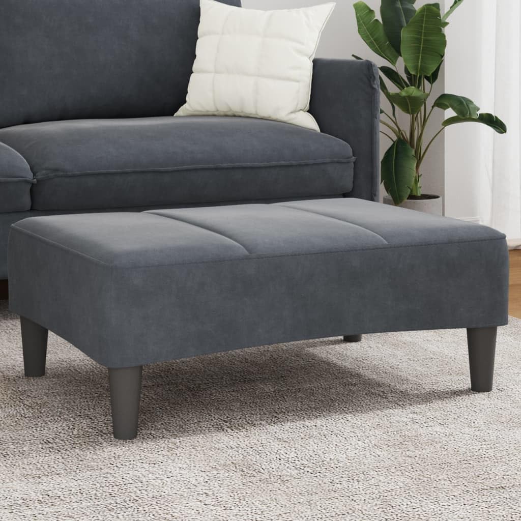 Dark Gray Velvet Footstool 30.3"x21.7"x12.2" - Cozy and Stable Plywood Frame Footrest for Sofa or Recliner, Compact Design for Living Room