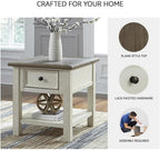 BOWERY HILL 2-Piece End Table Set in Antique White and Weathered Oak