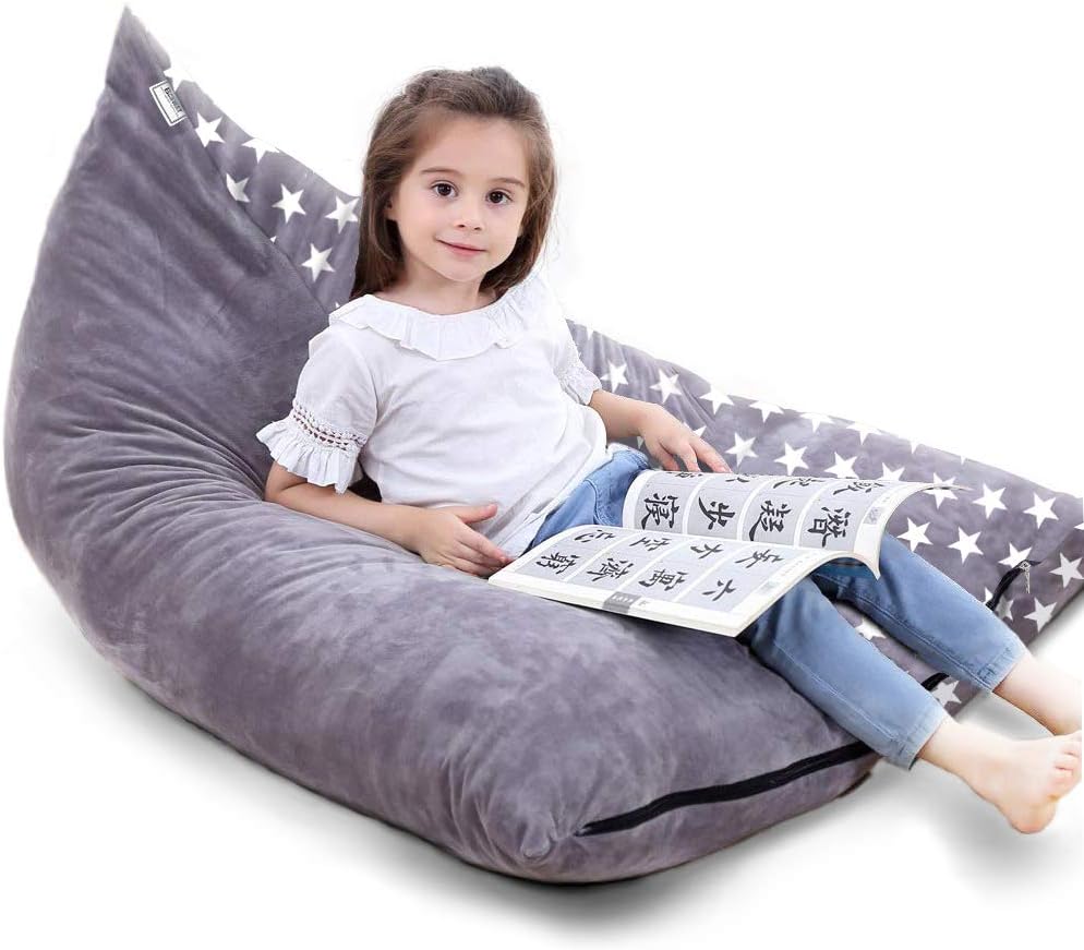 Stuffed Animal Storage Bean Bag Chair Cover | 53" Extra Large Beanbag for Kids and Adults, Plush Toys Holder and Organizer for Boys and Girls | Premium Velvet - Soft & Comfortabl (Stars Style)