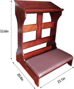 Wood Prayer Bench with Cushion – Kneeler for Home and Church, Padded Kneeling Stool with Slanted Shelf for Bible, 23" x 20" x 32.8"