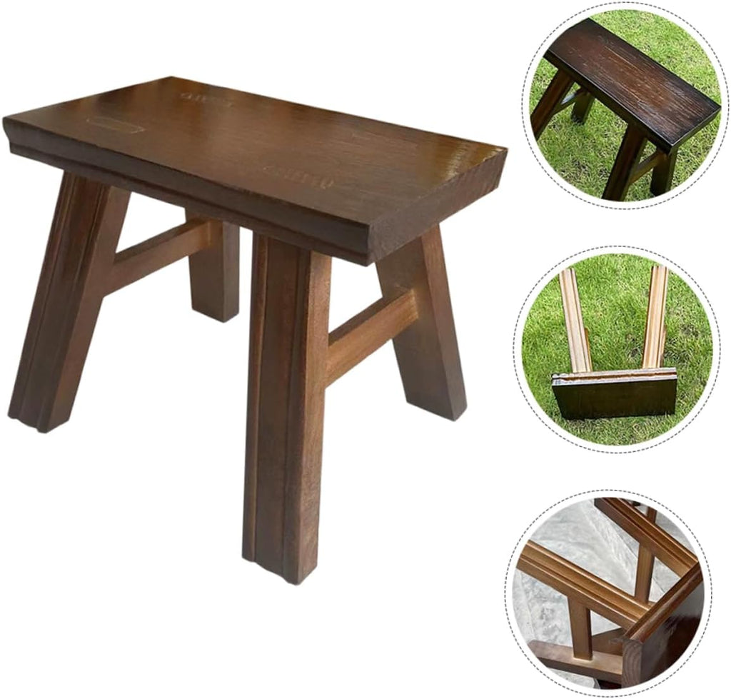 Small Wooden Bench for Boy Girl Versatile Foot Stool for High Beds Bathroom Plant Stand Shoe Changing Rustic Ages Construction