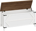 HOOBRO 43.3" Storage Bench, Toy Box with Safety Hinges, Toy Chest Storage, Wooden Storage Bench for Bedroom, Living Room, White and Walnut WH611CW01
