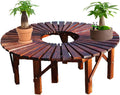2 Pieces Semicircular Design Outdoor Benches,Wooden Curved Bench Weatherproof Outdoor Benches