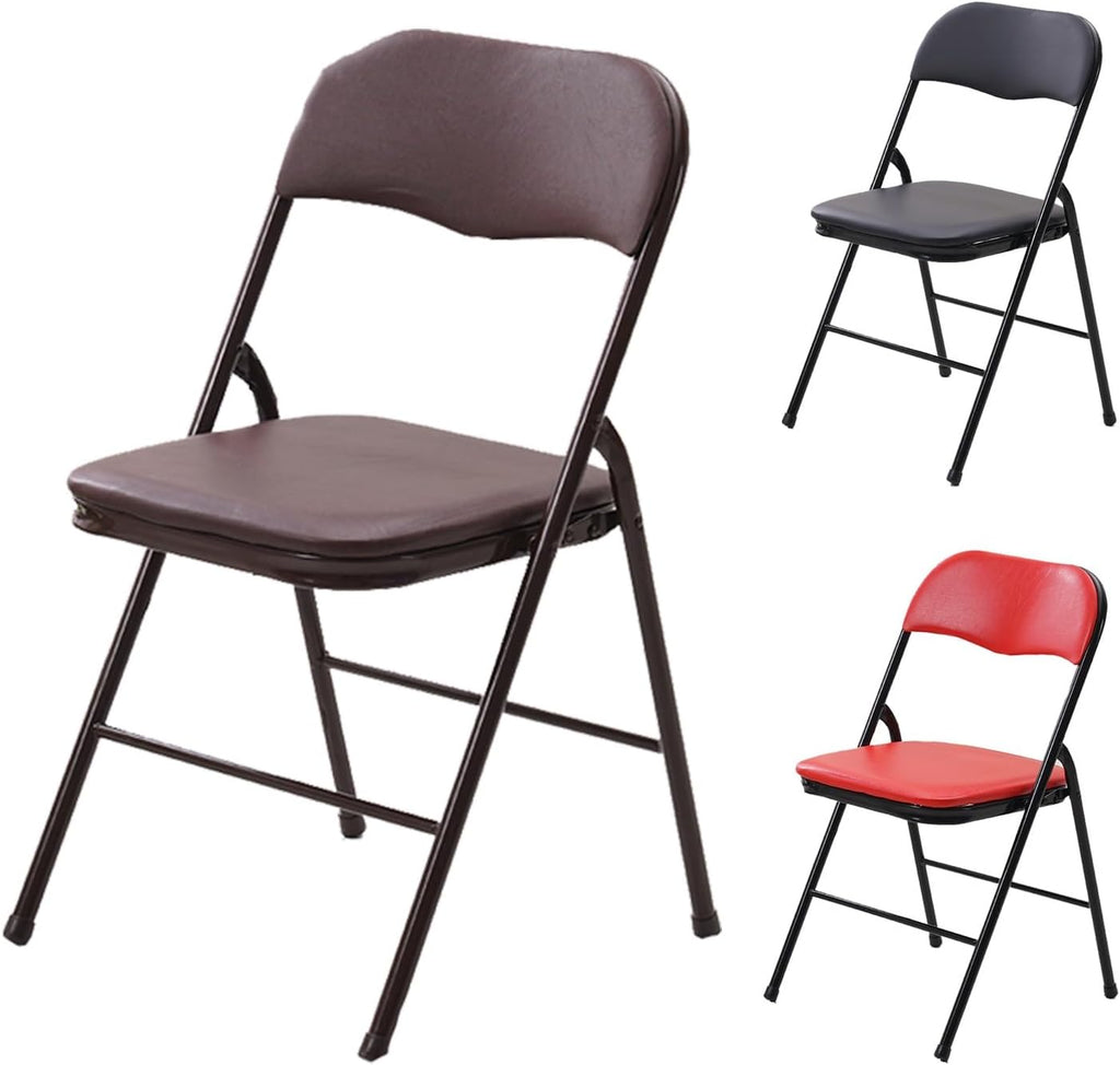 Folding Chair - Reception Chairs Stools Stackable，with Padded Cushion,Weight Capacity 200KG，Easy Storage Under, Great for Small Apartments(Browns,Baking Paint)