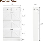 Thacuok Shoe Cabinet with 3 Flip Drawers & 2 Storage Drawers, Rustic Farmhouse Narrow Shoe Organizer Cabinet, Slim Shoe Rack Cabinet, Shoe Storage Cabinet for Entryway, Hallway, Front Door