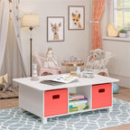 RiverRidge Kids Desk and Activity Table with 6 Storage Cubbies for Folding Bins - Art Craft or Train Table Design for Play Area Toy Organization - White