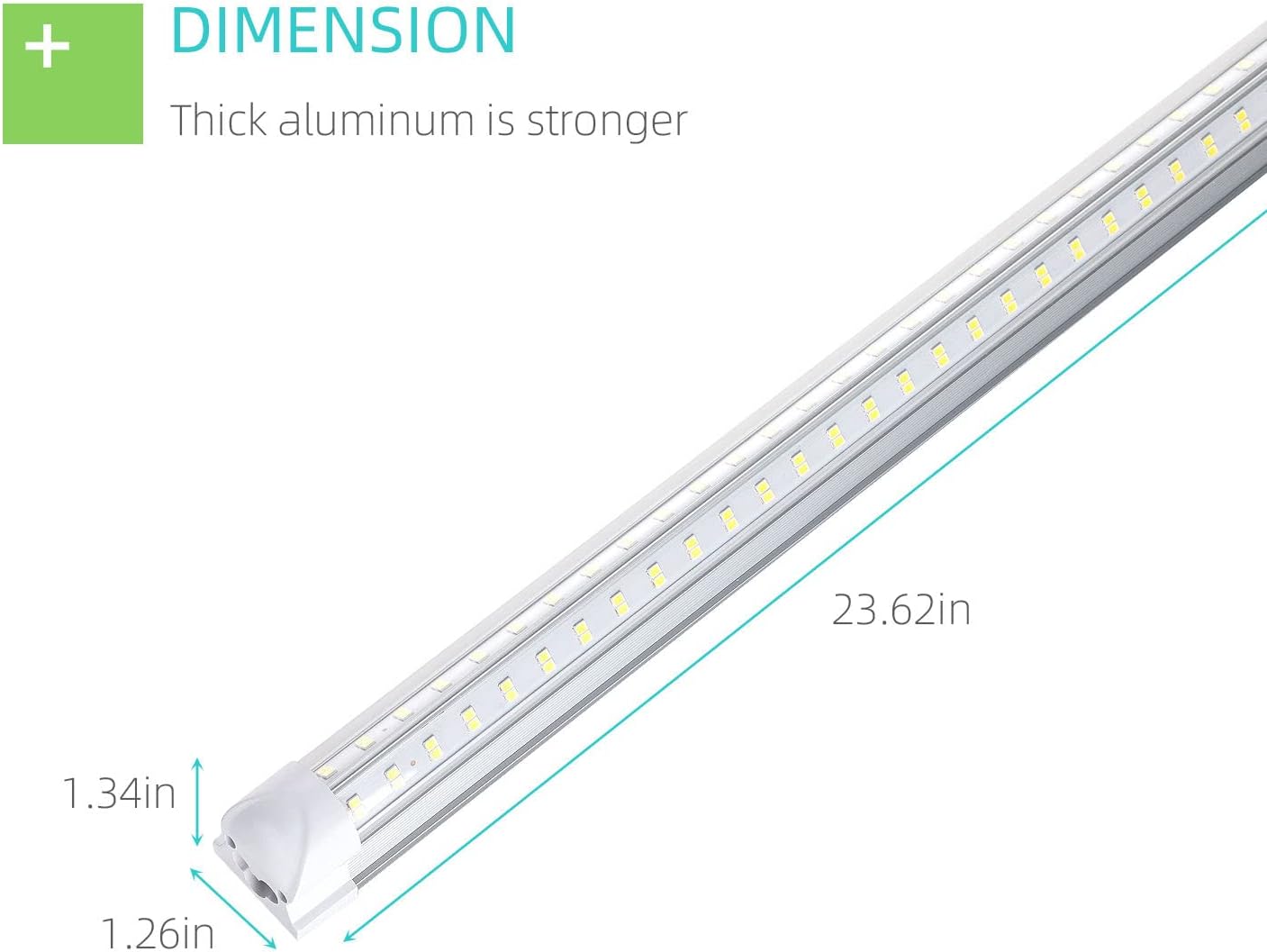 2FT LED Shop Light, 25W 3100lm Super Bright 6500K, Clear Cover, V-Shape, Linkable T8 LED Fixture and Under Cabinet Lights for Workbench, Garage (2 Pack)