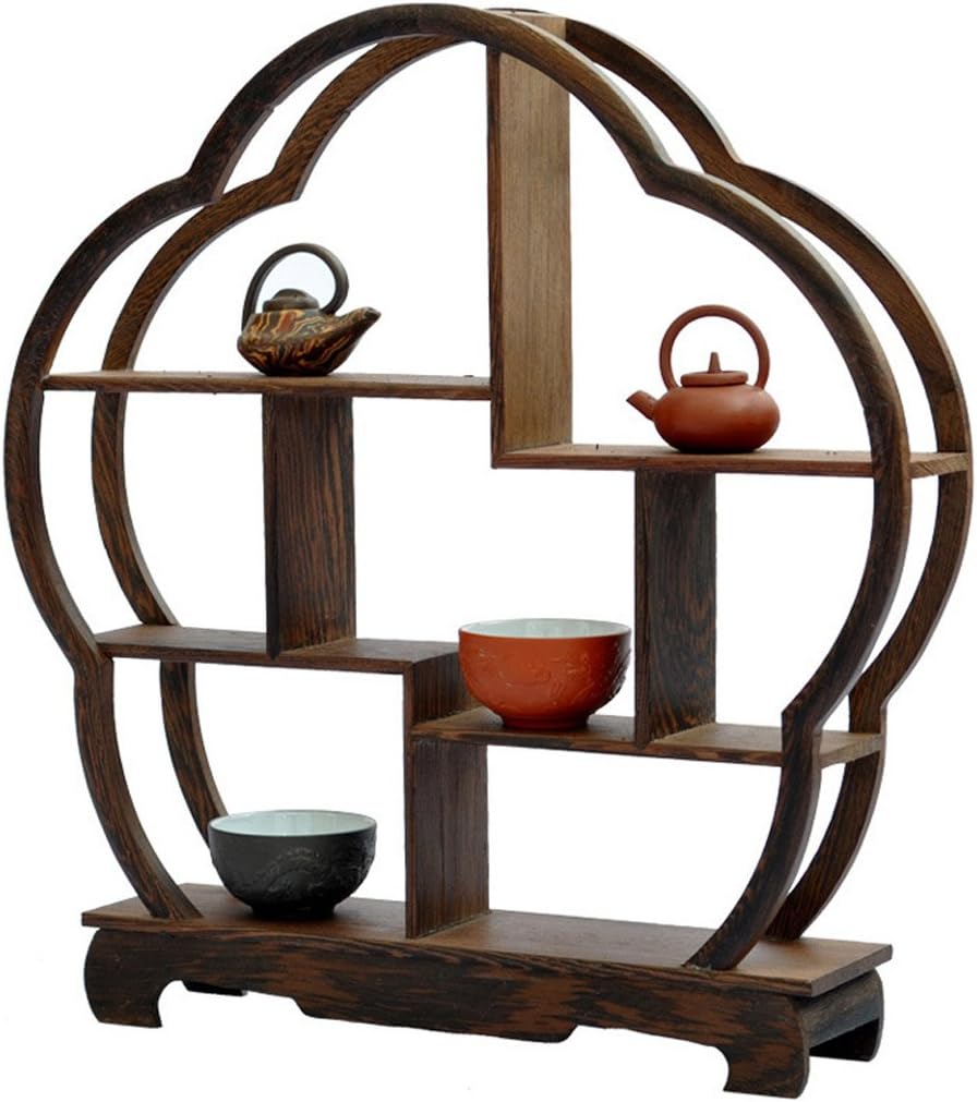 NWFashion Chinese Wooden Rosewood Display Stand Decoration 11" Curio Cabinets Shelf (Plum)