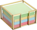 BTSKY Golden Glass Sticky Note Holder for 3x3 Inch Sticky Notes, Elegant Post It Note Dispenser with Non-Slip Pads Clear Notepad Holder for Desk Organization Planning, Home Office Decor