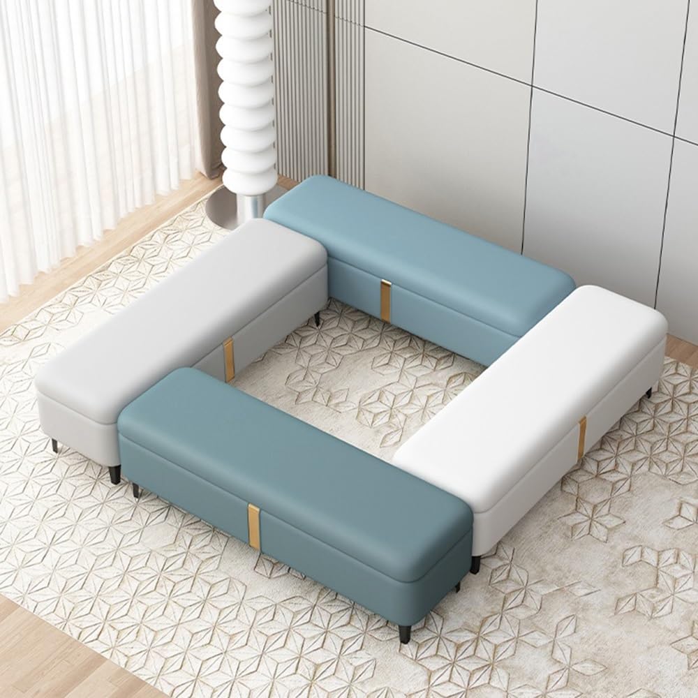 Modern Shoe Changing Bench Light Luxury Storage Long Sofa Rectangular Bed End Stool Entryway(Blue)