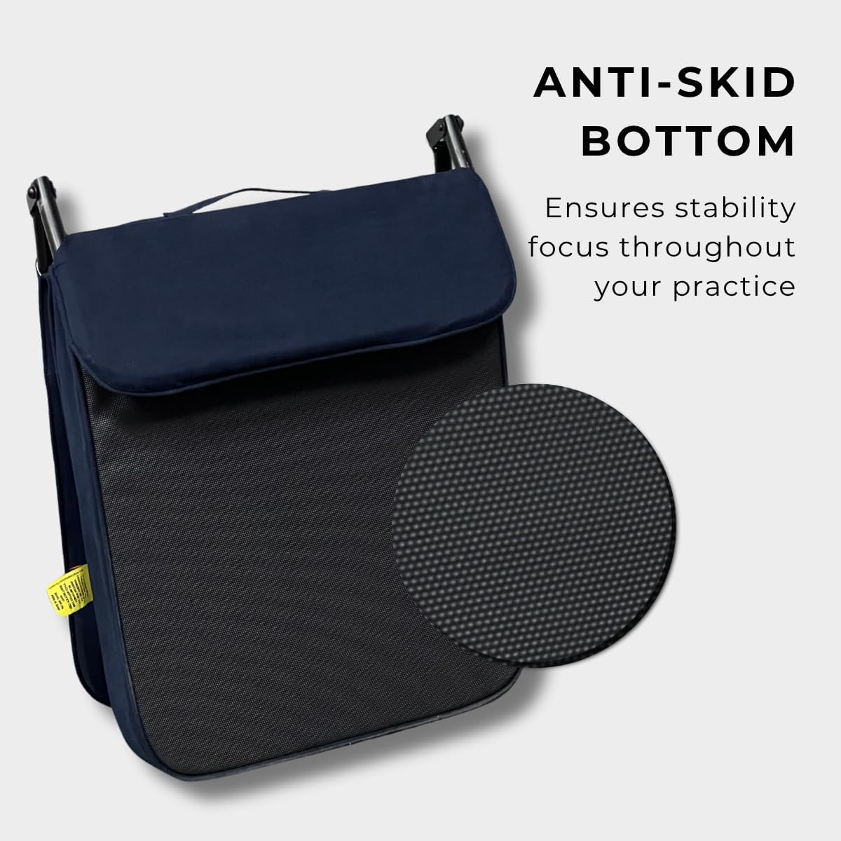 Friends Of Meditation 4-in-1 Folding Buddha Chair – Ergonomic Yoga Seat with Half-Moon Zafu, Detachable Lumbar Support & Carry Case – Navy Blue