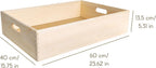 Creative Deco Large Wooden Crate Nesting Crate Handles | 23.62x15.74x5.51in | Keepsake Unfinished Display Storage Box Multi-Craft Caddy Nesting Crate | Natural Wood Rustic | Plain Unpainted Beige