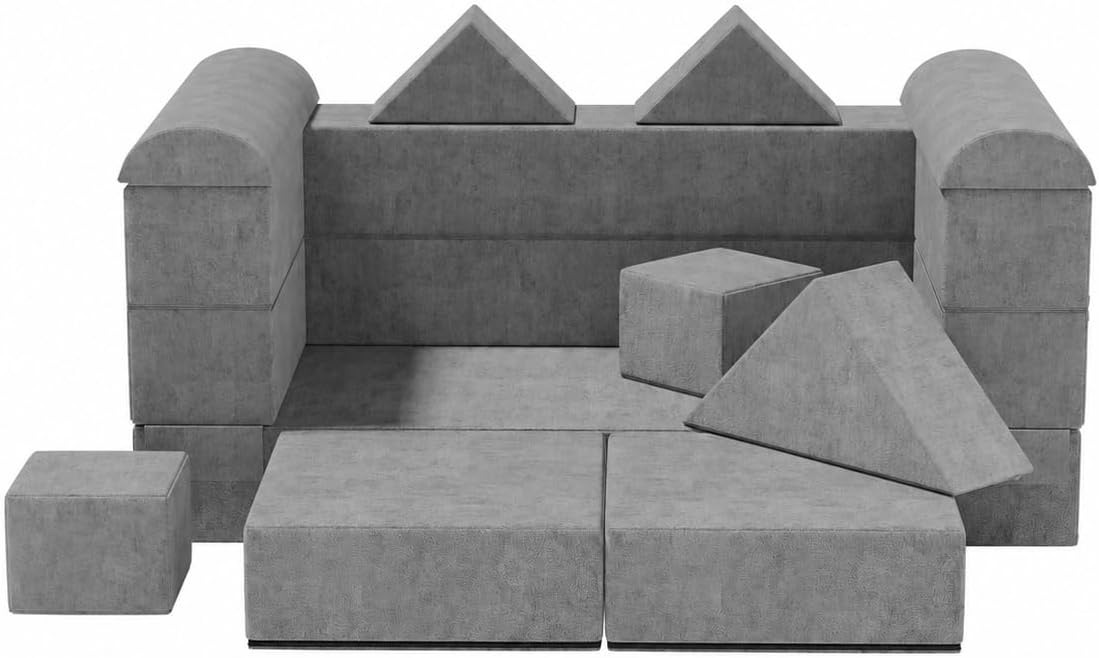 Betterhood Modular Kids Play Couch, Convertible Foam Couch for Toddlers, Child Sectional Kids Sofa for Playroom Bedroom, Grey
