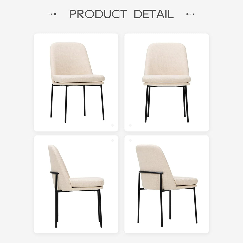 COLAMY Modern Dining Chairs Set of 4, Upholstered Dining Room Chairs Dinner Chair Kitchen Chairs with Curved Back and Metal Legs, Beige