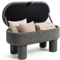 Gray 42 Inch Corduroy Storage Bench, Plush Foam Cushion, Hidden Compartment, 400LBS Weight Capacity