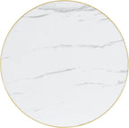 gopop 23.6" Modern Small Table for 2, Round Bar Table with Faux Marble Tabletop, Golden Edge & Base, Space Saving, Ideal for Cafe/Small Spaces/Apartment, White