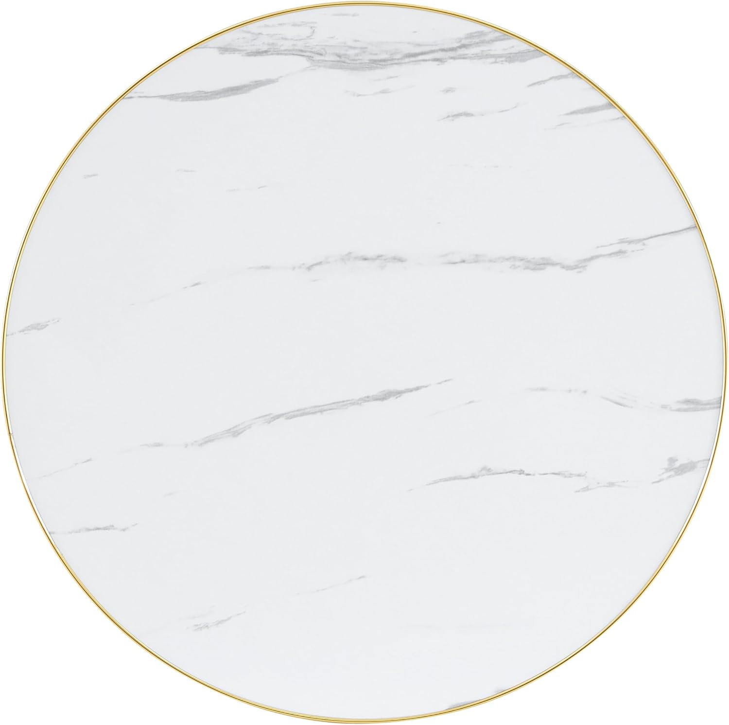 gopop 23.6" Modern Small Table for 2, Round Bar Table with Faux Marble Tabletop, Golden Edge & Base, Space Saving, Ideal for Cafe/Small Spaces/Apartment, White