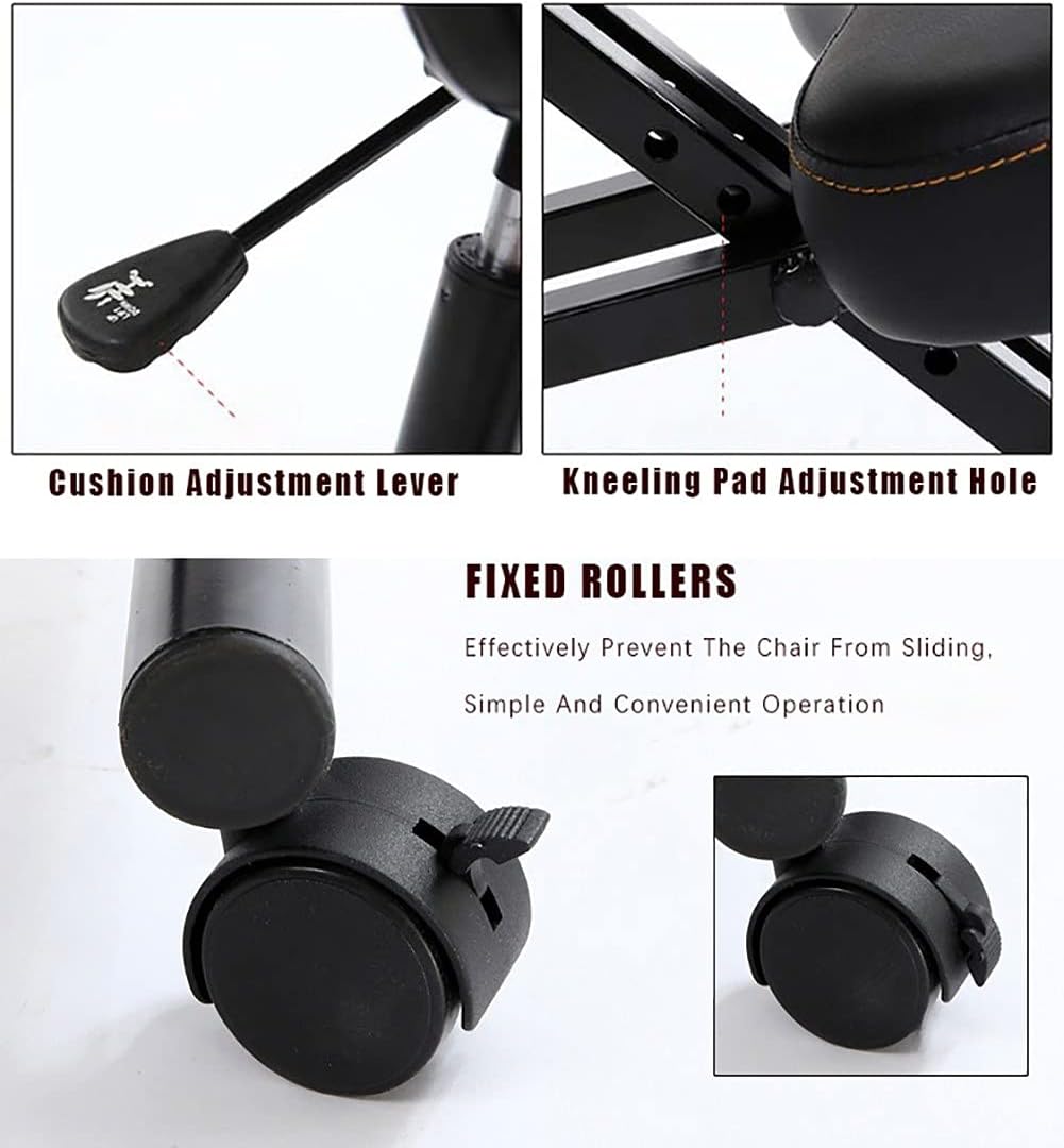 Kneeling Chair with Adjustable Back rt and Roller for Improved, Comfortable for Home and Office Use (E)