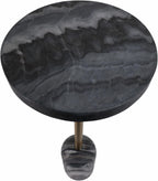 Home Decor End Table, Side Table, or Small Night Stand - Slim Bedside Table with Marble Pedestal for Office, Bedroom, or Living Room - Minimalist Modern Accent Table for Small Spaces - 27" Gray & Gold