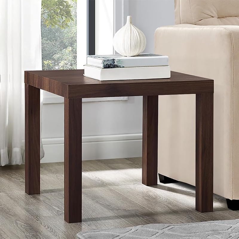 Parsons End Table, Canyon Walnut Finish, Modern Side Table for Living Room Bedroom, Home Essential