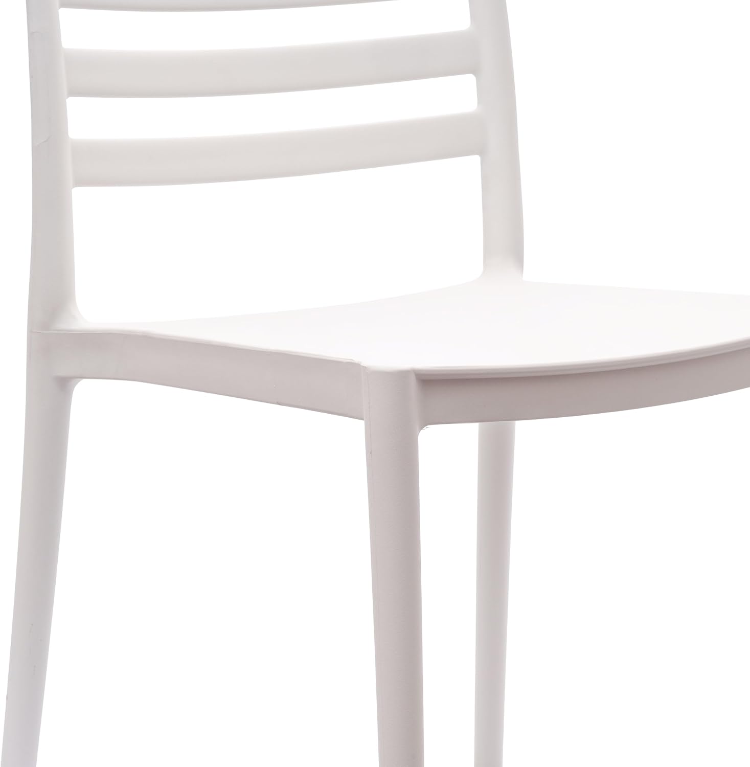 Flash Furniture Bridgeport Slat Back Patio Chair with Contoured Seat, Commercial All-Weather Stacking Resin Chair, UV Resistant, Indoor-Outdoor, White, Set of 4