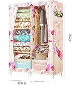 Simple Wardrobe Reinforced Thicken Cloth Sturdy Steel Frame Assembly Oxford Locker Hanging
