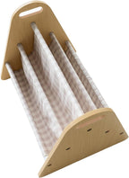 3 Sprouts Double Sided Baby Bookshelf - Portable Book Shelf for Kids Rooms - Ideal Toddler Book Storage - Nursery Bookshelf - Small Bookshelf for Child's Room - Book Organizer - Gingham Beige