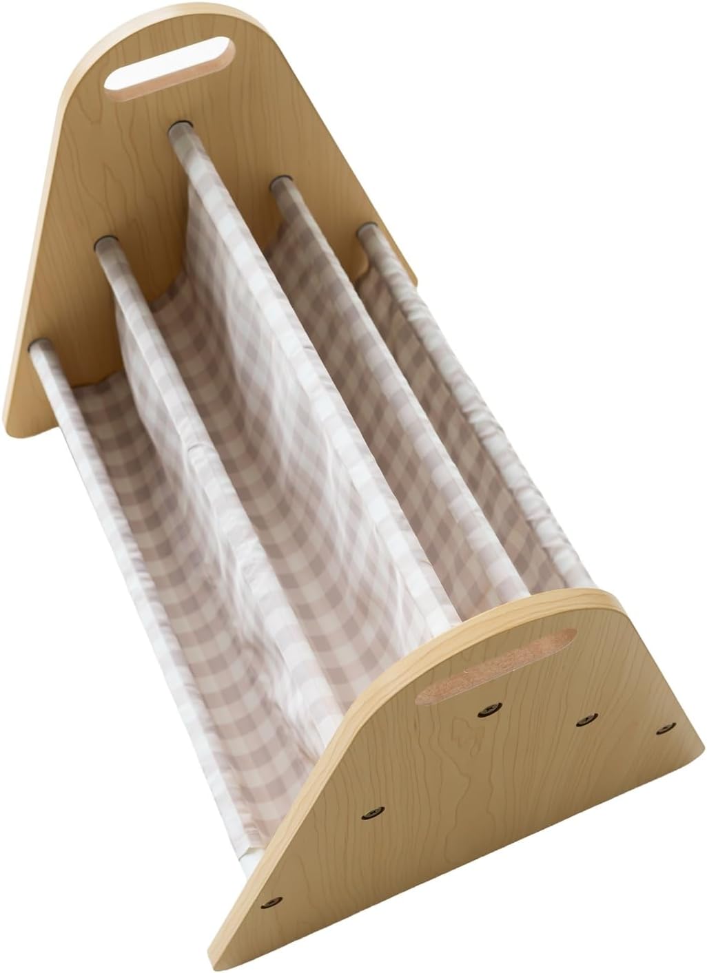 3 Sprouts Double Sided Baby Bookshelf - Portable Book Shelf for Kids Rooms - Ideal Toddler Book Storage - Nursery Bookshelf - Small Bookshelf for Child's Room - Book Organizer - Gingham Beige
