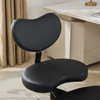 Saiveina Meditation Chair Plus, Cross Legged Chair with Wheels, ADHD Chair, Criss Cross Desk Chair with Lumbar Support and Adjustable Stool, Flexible Design for Fidgety Sitters, Black PU