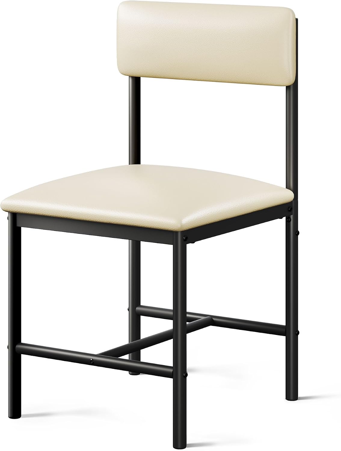 DWVO Dining Room Chairs Set of 4, White Modern Dining Chairs with Upholstered Faux Leather Cushion Seat Backrest, Kitchen Chairs with Metal Legs for Living Room Restaurant