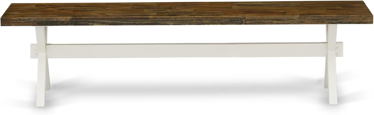 East West Furniture XB077 X-Style Modern Dining Bench with Wooden Seat, 72x15x18 Inch, Multi-Color