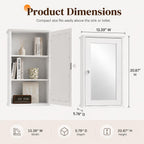 Bonnlo White Mirrored Medicine Cabinet, Wall Mounted Bathroom Storage Cabinet with Mirror Door, Adjustable Shelves & Magnetic Closure, Small Bathroom Organizer for Over Toilet or Sink