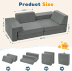 Modular Kids Play Couch, Toddler Sectional Sofa, Versatile Child Furniture for Playroom Bedroom, Convertible Foam and Floor Cushion for Boys and Girls