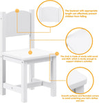 Timy Toddler Wooden Chair Pair, Kids Furniture for Eating, Reading, Playing 2 Pack (White)