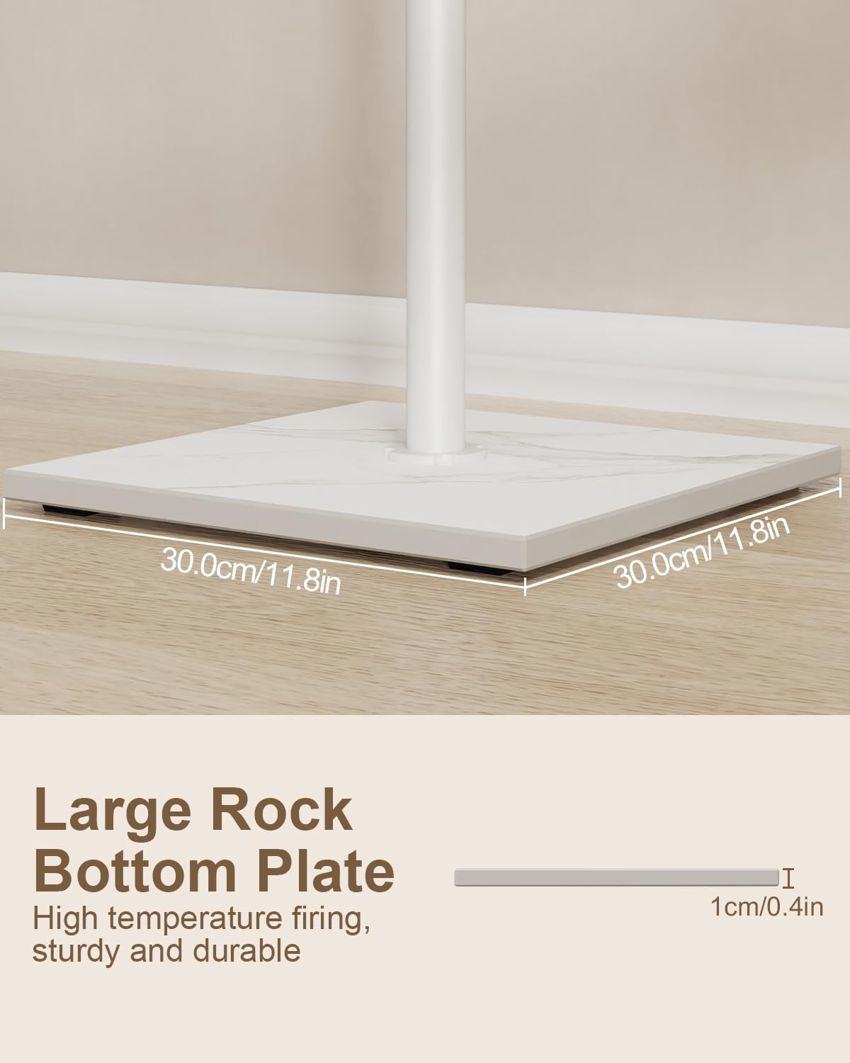 Garment Rack Freestanding, Metal Coat Rack, White, 68.9 In High | Modern Clothes Rack with Rock Slab Base, Heavy-duty Metal Clothing Stand for Boutiques, Hallway, Entryway, Living Room