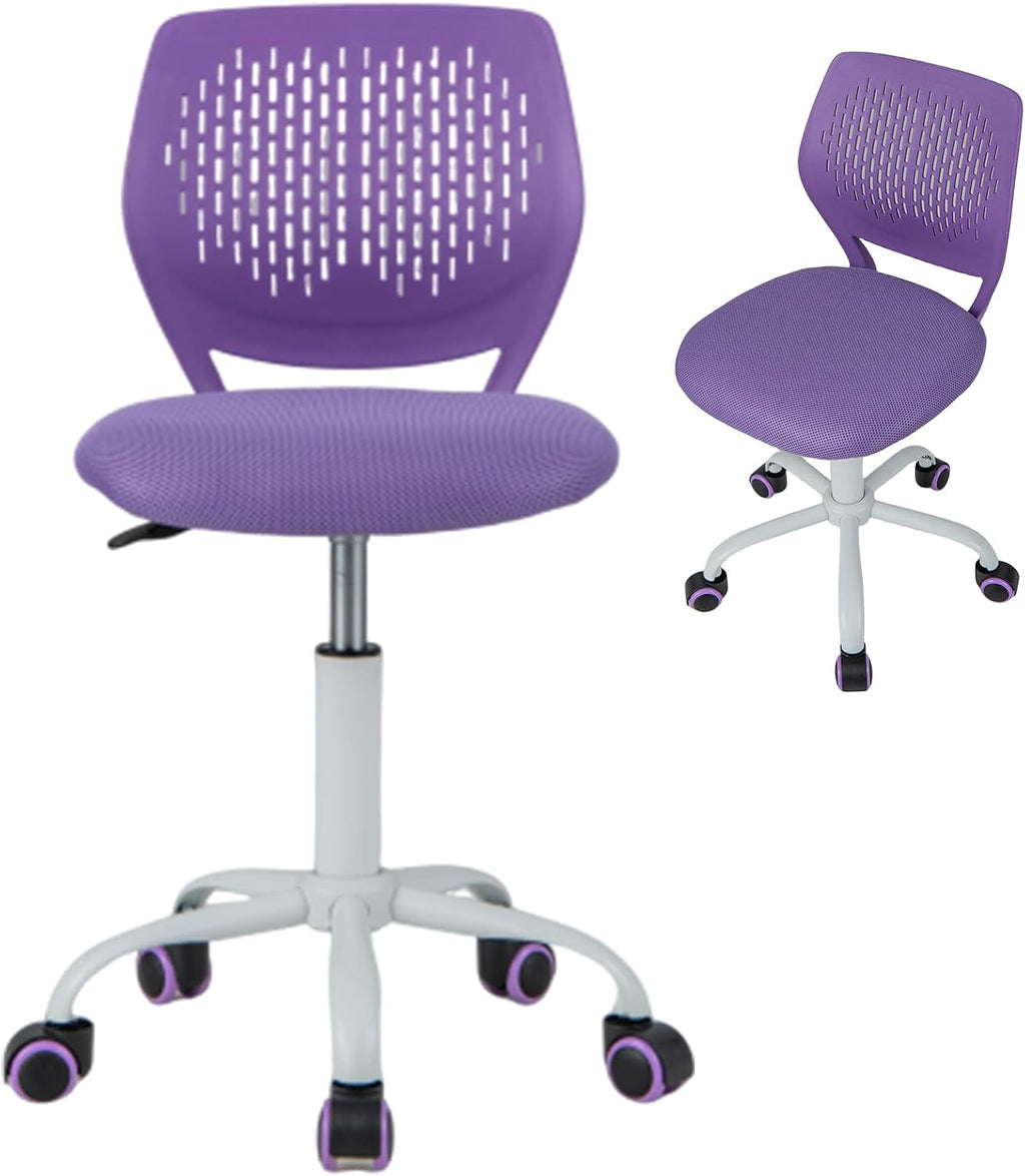 MEDIMALL Kids Desk Chair, Purple Ergonomic Kids Office Chair Ages8-12 w/Lumbar Support, Low-Back Teen Desk Chair for Girls Boys, Small Cute Kids Computer Chair for Bedroom/Study/Vanity Desk