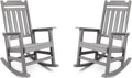 Rocking Chairs Set of 2, All Weather Resistant Poly Lumber Outdoor Porch Rocker, Rocking Chairs for Outdoor, Indoor, Patio, Deck, Garden, Backyard, Load Bearing 380 lbs - Grey