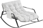 Rocking Chair with Extra-Wide Technical Leather, Upholstered Gliding Chair, Modern Accent Chair for Living Room, Nursery, Bedroom, White