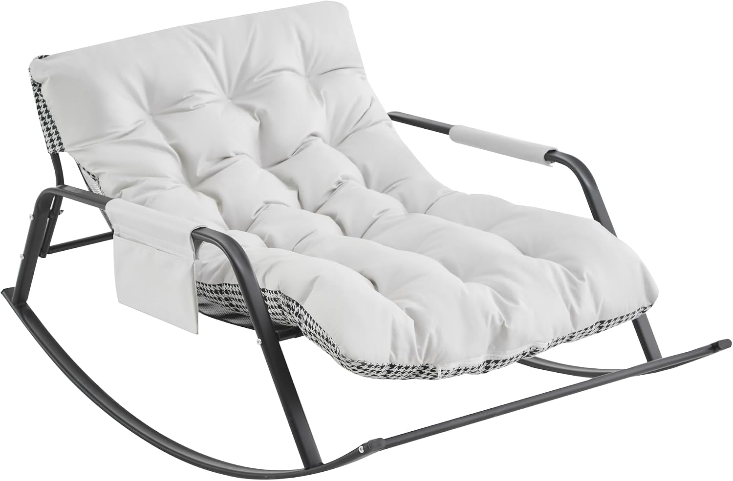Rocking Chair with Extra-Wide Technical Leather, Upholstered Gliding Chair, Modern Accent Chair for Living Room, Nursery, Bedroom, White