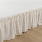 Tufted Dot Bed Skirt Queen Size Ruffled Bed Skirt with Split Corners, 14 Inch Drop Dust Ruffle Bed Skirts with Platform, Ivory