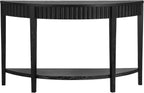 55'' Elegant Half Moon Entryway Table with Wood Veneer and Open Shelf A Refined Accent for Hallways or Foyers