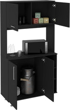 37.4" D*15.7" W*70.9" H Kitchen Pantry with 2 Shelves, 2 Double Doors, Rectangular Storage Cabinet, Sliver Legs, Modern Minimalist, for Living Room, Dining Room, Black