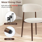 AQO Dining Chairs Set of 4, Modern Dining Room Chairs Kitchen Chairs with Metal Legs, Farmhouse Fabric Dinner Chair for Kitchen Dining Room, Beige/Walnut-Grain Metal Legs